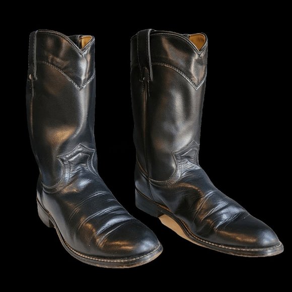 Vintage Diamond J Black Western Boots - M 5 / W 6.5 - Picture 1 of 5